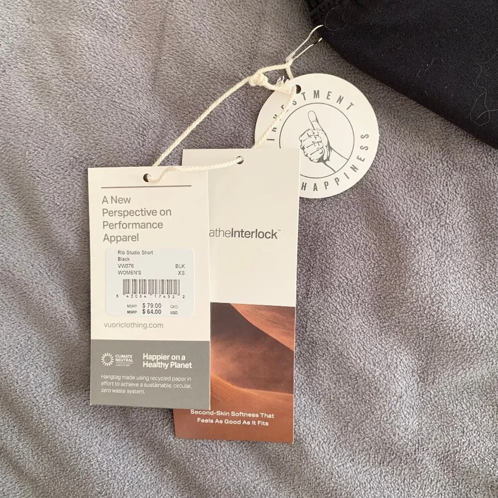 NWT Vuori Rib Studio Biker Short, Size XS, Black - Picture 9 of 10